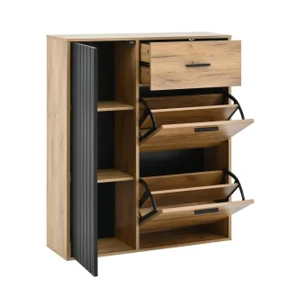 Flieks Schuhschrank, Mehrfarbig, Holzwerkstoff, 24x95.5x80 cm, Garderobe, Schuhaufbewahrung, Schuhkipper