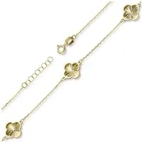 Schmuck Krone Goldarmband Armband mit 3 Kleeblatt-Blumen aus 585 Gelbgold 20cm, Gold 585