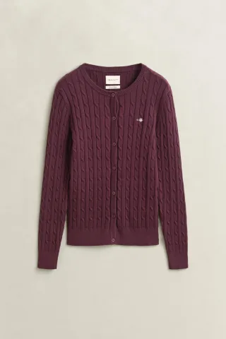 GANT - Strickjacke mit Zopfmuster darkened wine - Gr. - XXL