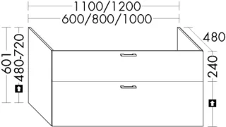 Burgbad Waschtischunterschrank System 30 Preisgruppe 1 Aqua 601x1200x480 Eiche Dekor Rost WYII120F6317
