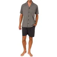 Normann Pyjama Herren kurzarm Schlafanzug Shorty Pyjama zum durchknöpfen