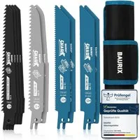 BAURIX Säbelsägeblatt Set - Sägeblatt Säbelsäge für schnelle und saubere Schnitte (Säbelsägeblatt Set mit Tasche, 10-St), Säbelsägeblätter für Holz, Frischholz und Metall
