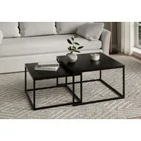Home Collective Couchtisch Couchtisch 2er Set 42cm und 36cm hoch, Beistelltisch Loft Design, 2 in 1 Verschachtelung, kratzfeste Oberfläche, Wohnzimmer schwarz