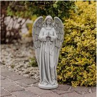 gartendekoparadies.de Gartenfigur Engel mit Flügeln, Steinfigur H. 59 cm, 15 kg, Frostsicher