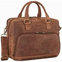 Benthill Aktentasche Echt Leder Laptoptasche Notebooktasche Aktentasche Vintage Groß Herren, Schultergurt / Umhängegurt Reißverschlussfach