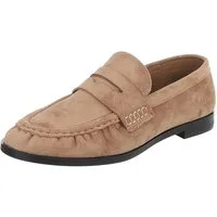 Ital-Design Damen Loafer Mokassin-Optik Slip-on Halbschuh Slipper (92125225) Blockabsatz Mokassins in Hellbraun