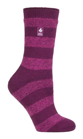 Heat Holders Lite - Isolierte Thermosocken für Damen | Mehrere Designs einschließlich Argyle Streifen Herzen Sterne | Warme Socken für den Winter - Deep Fuchsia/ Berry (Bologna)