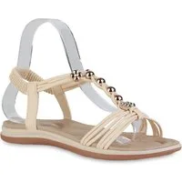 VAN HILL 838480 Riemchensandale Damen Sandalen Riemchensandalen Zierperlen Sommer-