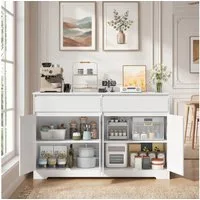 Bealife Sideboard Mit zwei Schubladen und vier Türen, Weiß