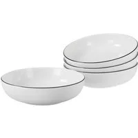 CreaTable Schale Allround Black Line, Poke Bowl 21 cm 4-tlg, Porzellan, (Set, 4-tlg), Daily Use, Zeitlos