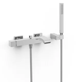 Tres Einhebel Wannenmischer Mit Schwallauslauf Anti Kalk Messing Handbrause , 10717002 10717002