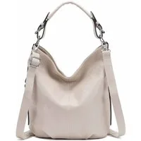 ITALYSHOP24 Schultertasche DAMEN TASCHE Hobo Bag Umhängetasche Crossbody Shopper Leder Optik (Spar-Set: Henkel Tasche mit Schultergurt, Workbag Leder Optik, 2-tlg., mit Henkel und Schultergurt), City Bag Damentasche CrossBag Freizeit Henkeltasche Rei