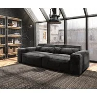DELIFE Big-Sofa Sirpio, Mikrofaser Schwarz 230x95 cm