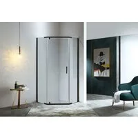 Sanotechnik Fünfeckdusche Fünfeckduschkabine schwarz, Sicherheitsglas, Maße: 90x90x190cm