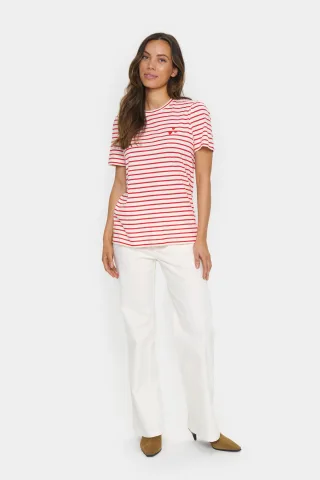 T-shirt Fitted FlameScarlet White Stripe red violet