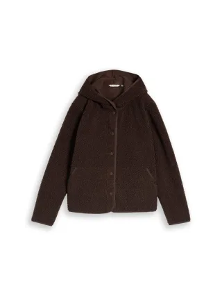 Tom Tailor - Teddy Sweatjacke mit Kapuze java dark brown - Gr. - XXL