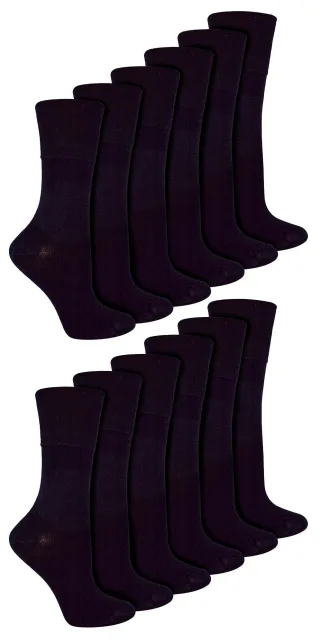IOMI - 12 Paar Multipack Damen Diabetiker Bambus Socken | Damen Extra breite nahtlose Socken mit nicht elastischen sanften Grip Top - schwarz