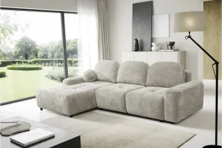 Ecksofa Schlafsofa Sofa ARGOS in Stoff Vibe Beige Ottomane Links