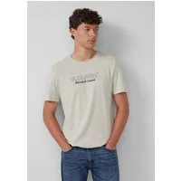 s.Oliver Kurzarmshirt T-Shirt Meliertes T-Shirt mit Rollkante und Frontprint