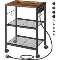 Hoobro Beistelltisch (Bürowagen mit Ladestation, Rollwagen mit Steckdose), Homeoffice-Regal