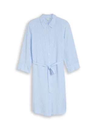 Tom Tailor - Plus Size - Blusenkleid mit Leinenanteil fjord blue irregular stripe - Gr. - 50
