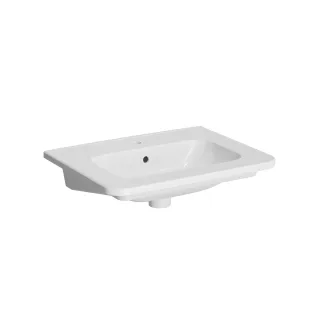 VitrA New S20 Round Möbelwaschtisch mit Hahnloch mittig 60 x 46 x 17 Weiß Hochglanz,7680B003-0001 7680B003-0001
