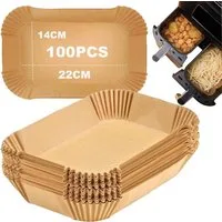 Diwzbyn Backpapier 100 Stück Backpapier für Heißluftfritteuse, 22x14 cm Rechteckig