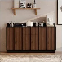 FUFU&GAGA Sideboard 150cm Braun Schwarz Kaffeeschrank Stromschienen-System