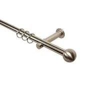 iso-design Gardinenstange Farbe Edelstahl Wandmontage 16 mm Endstück Kugel, Ø 16 mm, 1-läufig, Fixmaß, 1 Schraube je Halter, Metall, Rohr aus Edelstahl