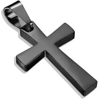BUNGSA Kettenanhänger Anhänger Kreuz schwarz aus Edelstahl Unisex (1-tlg), Pendant Halsketten