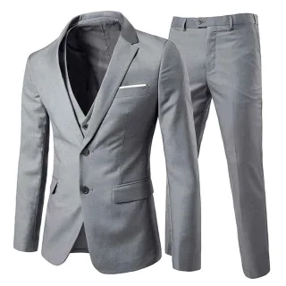Grauer 3-teiliger Slim Fit-Anzug