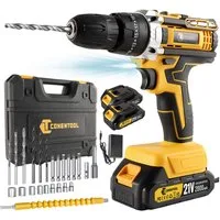 CONENTOOL Akku-Schraubendreher 3-in-1 Akkuschrauber Set, 21V Akkubohrer, 1850 U/min, 35 Nm, (24-tlg), mit 2×2000mAh Akkus, Akku Werkzeug: Leicht & Stark