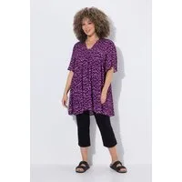 Ulla Popken Longbluse Bluse Zierfalten A-Linie Carré-Ausschnitt