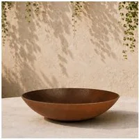 matches21 HOME & HOBBY Blumentopf Flache Pflanzschale für draussen Dekoschale rund Rost-Optik 28 cm (1 St), Blumen-Schale als wetterfeste Friedhof-Schale Grab-Schmuck Grabschale