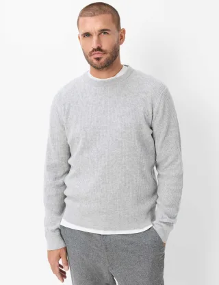Brax Herren Strickpullover Style RICK platin, hellgrau, Gr. 4XL