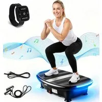 kehot Vibrationsplatte Vibrationsplatte mit Bluetooth & LED-Licht – Ganzkörpertraining Home, 200 W, 60 Intensitätsstufen, inkl. Zugbänder, mit 4+1 Trainingsmodi, Muskelaufbau,Fitness Training