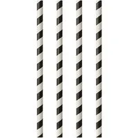 PAPSTAR Trinkhalme 25 Trinkhalme, Papier Ø 6 mm · 20 cm schwarz/weiss "Stripes"