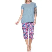 Normann Pyjama Normann Damen Capri kurzarm Schlafanzug – auch in Übergrößen