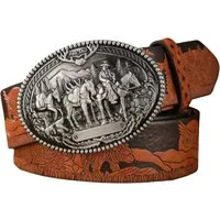 Ware aus aller Welt Koppelgürtel Rustikaler Western - Gürtel mit Cowboy Gürtelschnalle Wild West Buckle (1-St)