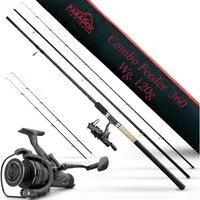 Paradox Fishing Feederrute Combo Feeder, (Rute + Rolle), 3,3m/3,6m, 90g/120g, 3 Wechselspitzen