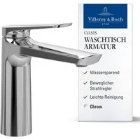 Villeroy & Boch Waschtischarmatur Oasis Wasserhahn ohne Zugstange mit Keramikkartusche, Waschbeckenarmatur