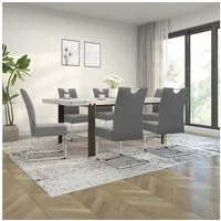 loft24 Esszimmerstuhl Chen (Set, 2 St), Polsterstuhl, Stuhl, Freischwinger, Lederoptik, Chromgestell