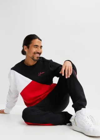 bonprix Jogginganzug (2-tlg. Set), schwarz, Gr.44/46 (S), moderner Jogginganzug bestehend aus Rundhals-Sweatshirt und Jogginghose, innen weich angeraut, aus 100% Baumwolle