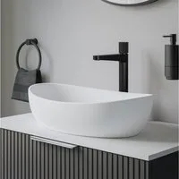 Bernstein Aufsatzwaschbecken PB2004 55cm Weiß matt, Aufsatzwaschbecken oval Mineralguss matt inkl Pop-up
