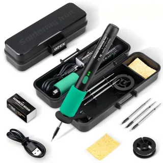 Adjustable USB Rechargeable Soldering Iron Kit with Three Tips for Home Appliance Repair Jewelry Making and DIY Projects
