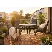 KONIFERA Garten-Essgruppe Edessa Komfort, (Set, 9-tlg., 4x Sessel, 4x Auflage, 1x Tisch), inkl. 4 Sessel, 4 Sitzkissen, 1 Tisch