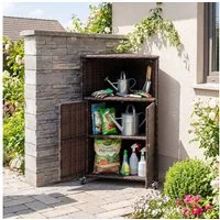 COSTWAY Garten-Geräteschrank, BxT: 47x66 cm, Terrassenschrank Rattan Ecke