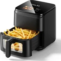 oyajia Heißluftfritteuse Air Fryer 4L XXL Heissluftfritteuse mit Sichtfenster, LED-Display, 8 vorprogrammierten Modi, 1400,00 W, einstellbare Temperatur, 60-Minuten-Timer, Gesunde Friteuse ohne Öl