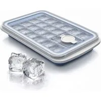 Arendo Eiswürfelform Silikon 230ml, 24 Eiswürfel, spülmaschinengeeignet, stapelbar, (1-tlg), quadratisch, 24 Fächer, Deckel mit Einfüllöffnung, BPA-frei