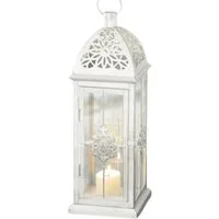 Home-trends24.de Kerzenlaterne Laterne Barock Weiß Metall Windlicht Kerzenhalter Shabby Landhaus 39cm